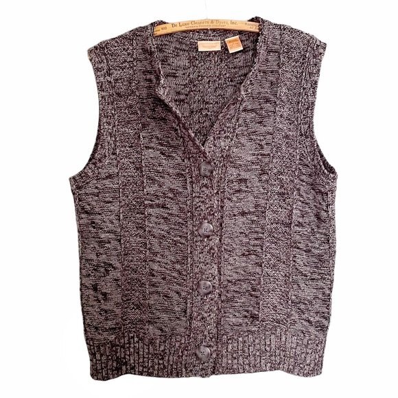 North Crest Button Front Lightweight Sweater Vest Heather Charcoal Size Large - Picture 1 of 7